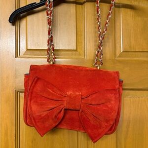 Chic Red Bow suede Women's Shoulder Bag